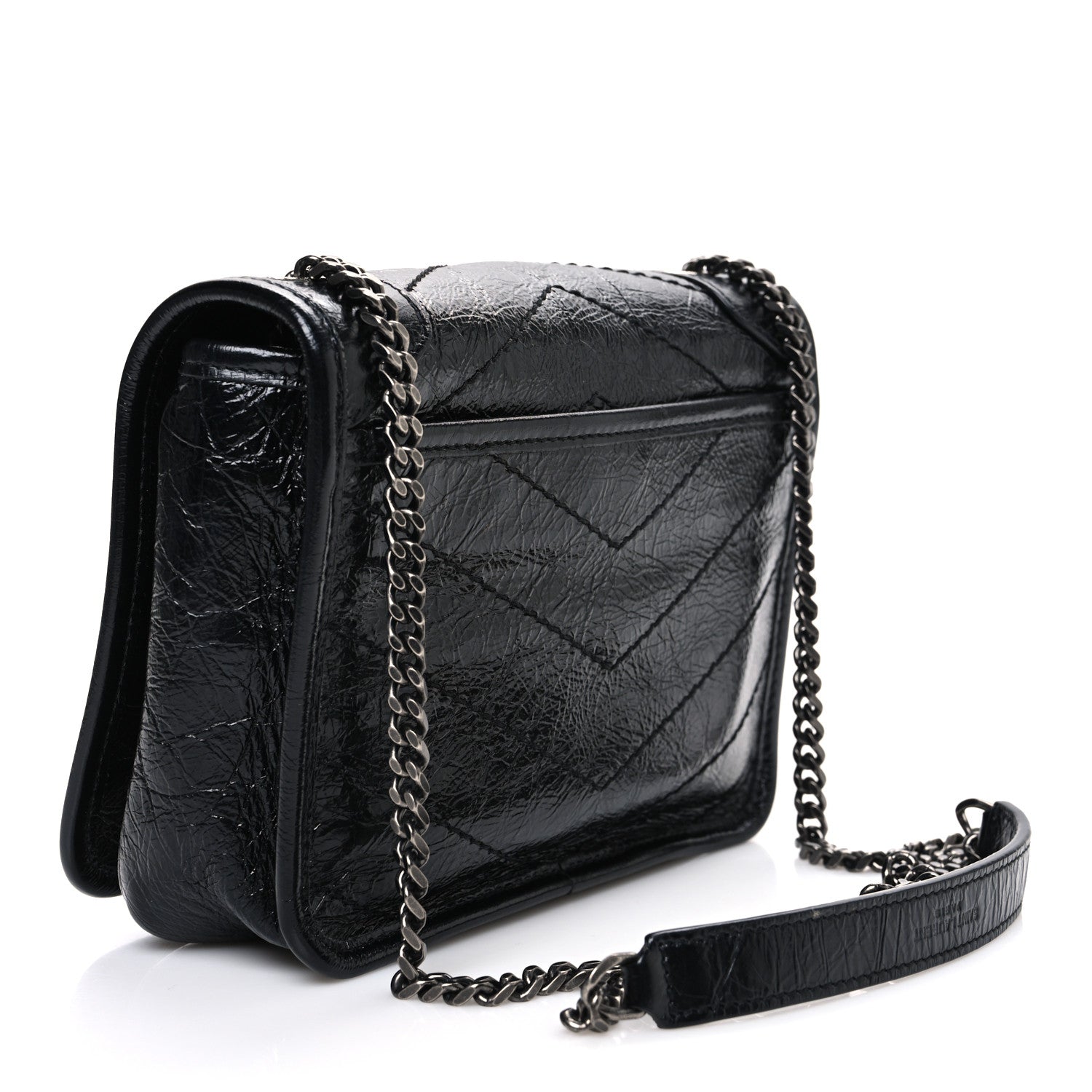 Saint Laurent Crinkled Calfskin Matelasse Monogram Niki Chain Wallet Black 2 of 10