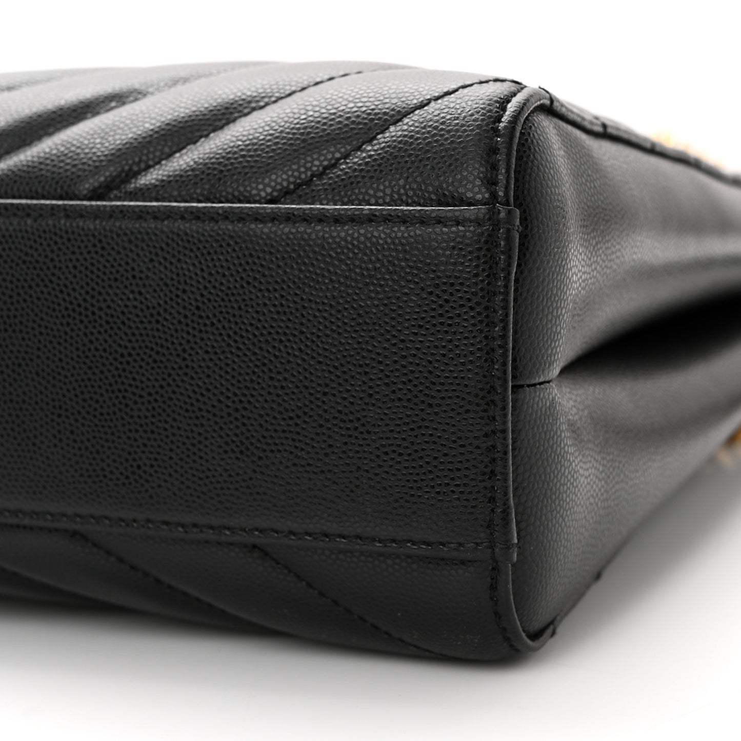 Grain de Poudre Matelasse Chevron Medium Tribeca Shopping Bag Black