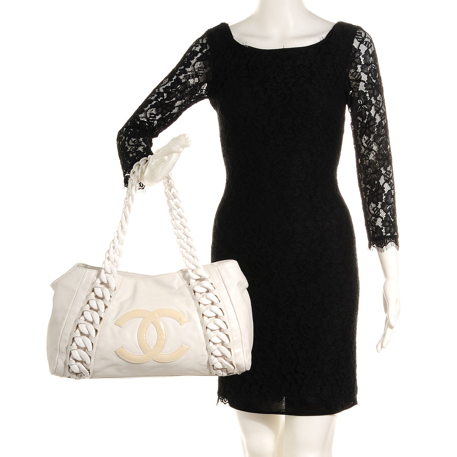 Chanel Calfskin Modern Chain Rhodoid Tote White 2 of 7