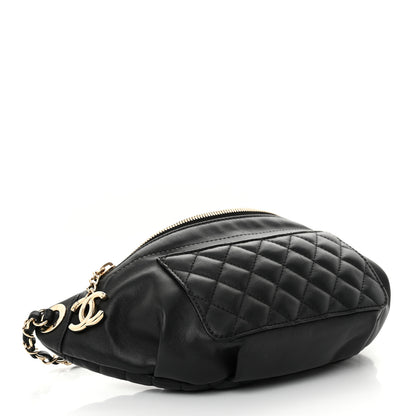 Chanel Crumpled Glazed Lambskin Quilted Waist Bag Fanny Pack Black 4 of 12
