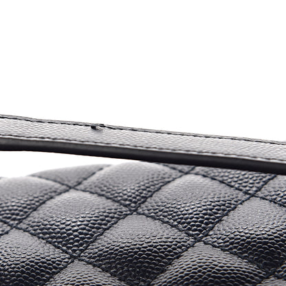 Saint Laurent Grain De Poudre Mixed Matelasse Large Triquilt Monogram Satchel Deep Marine 21 of 25