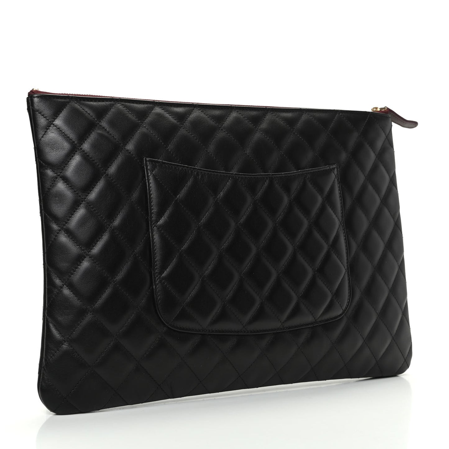 Lambskin Quilted Large Cosmetic Case Black