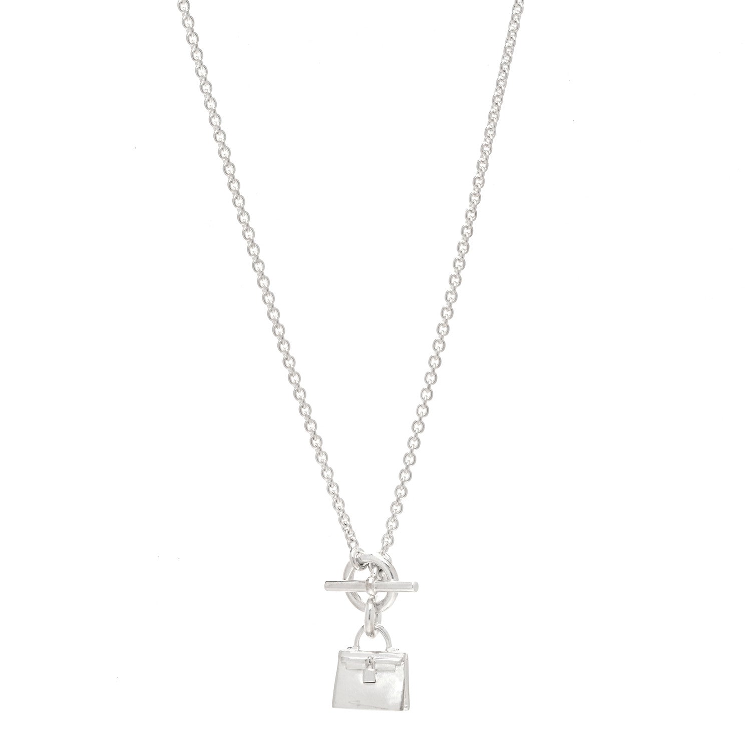 Hermes Sterling Silver Kelly Charm Pendant Necklace 1 of 7