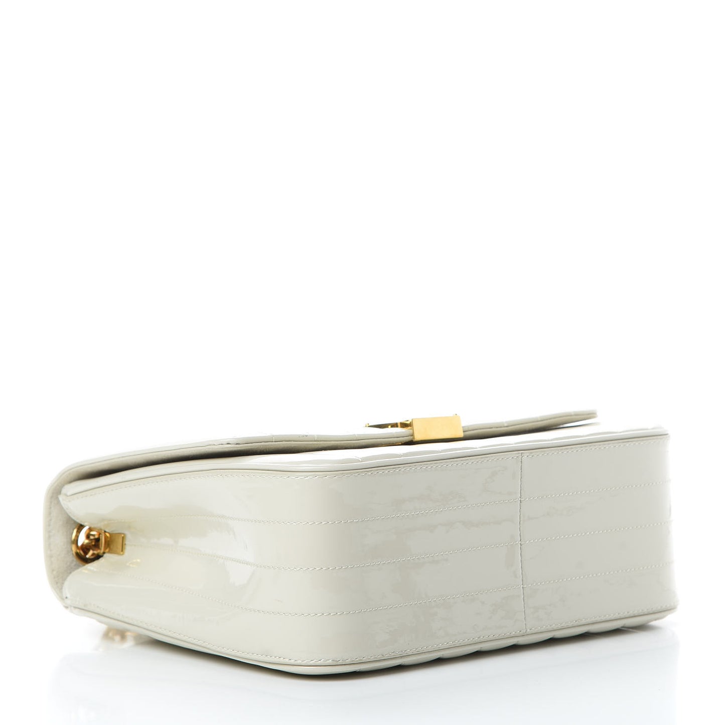 Patent Matelasse Monogram Large Vicky Chain Bag White