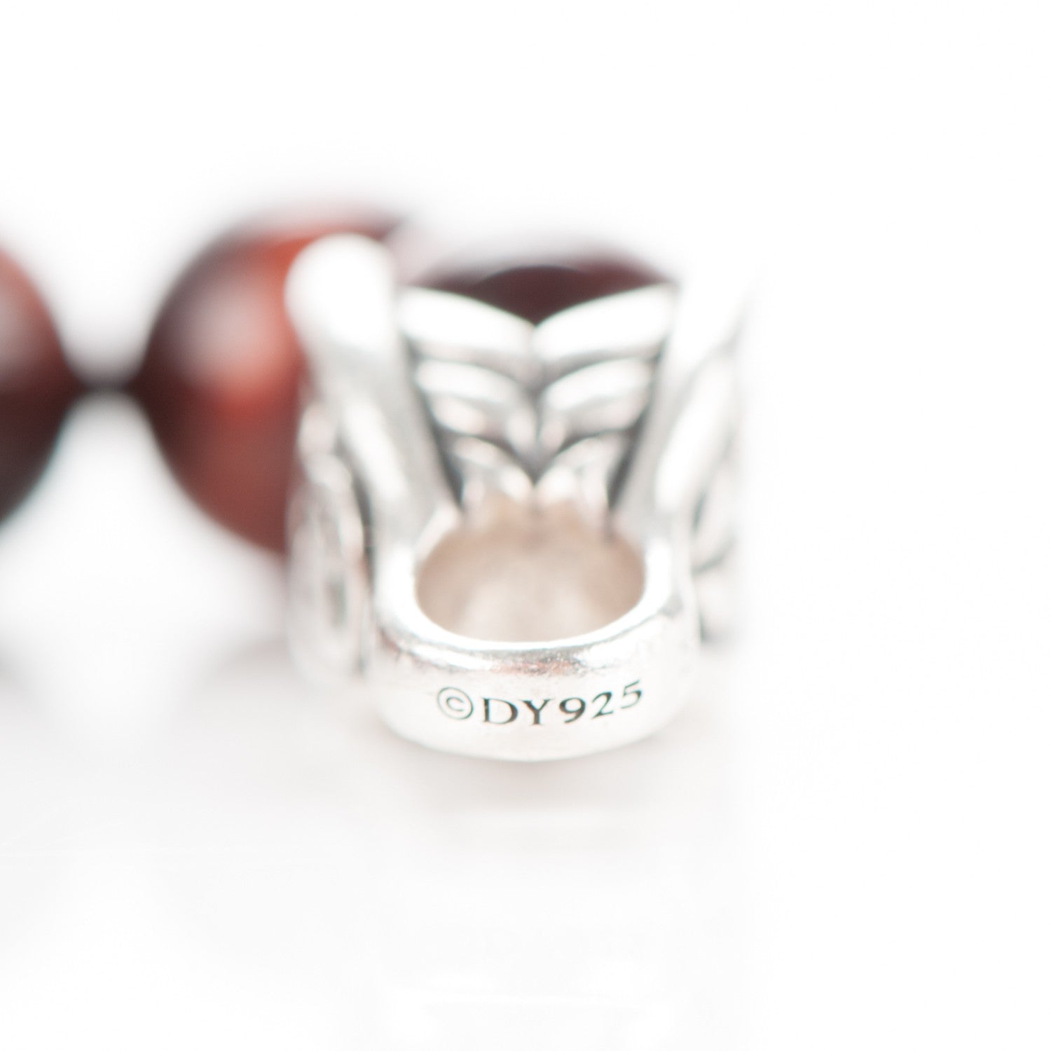 David Yurman Sterling Silver Red Tiger Eye 8mm Spiritual Beads Bracelet 5 of 5