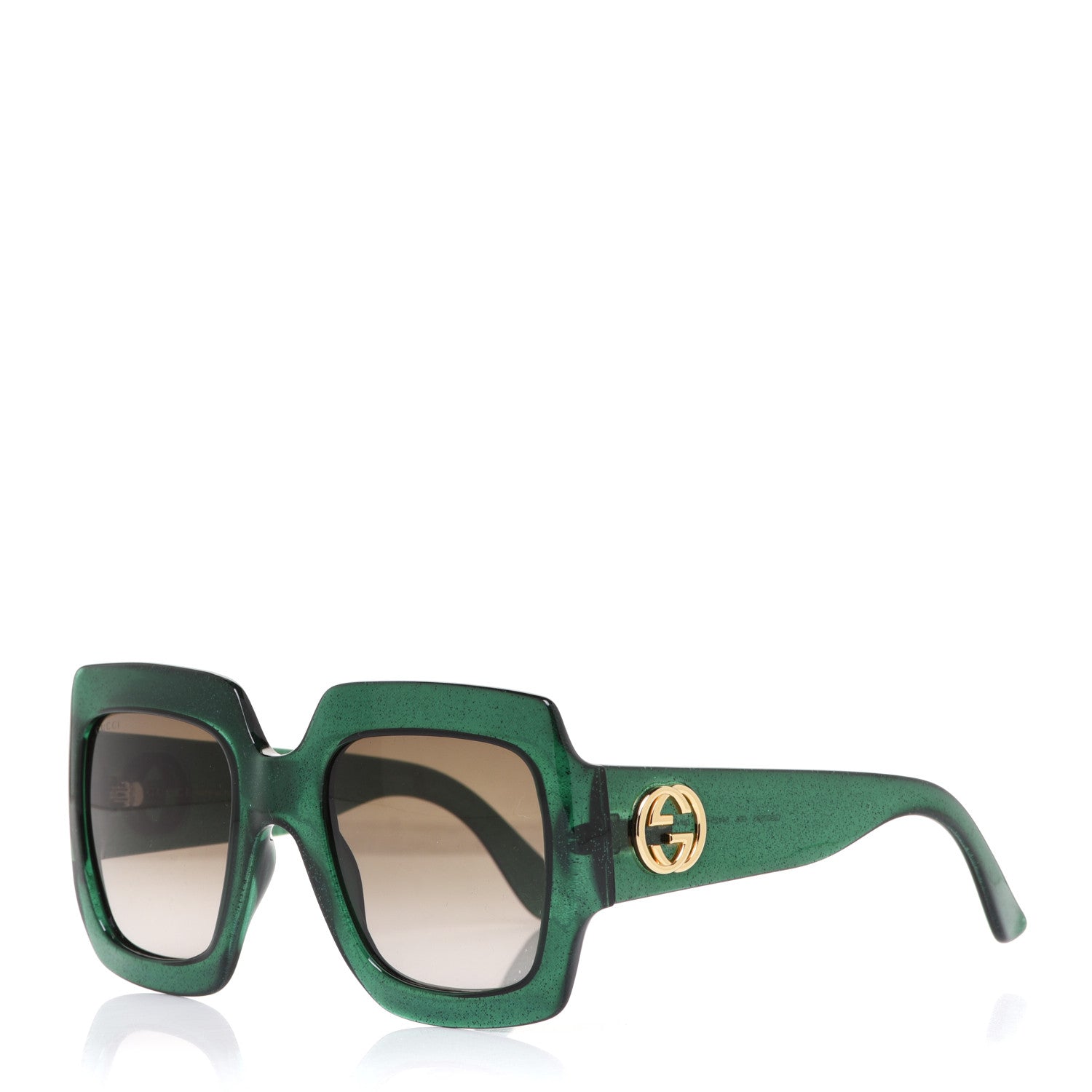 Gucci Glitter Acetate Square Frame Sunglasses GG0053S Green 1 of 9