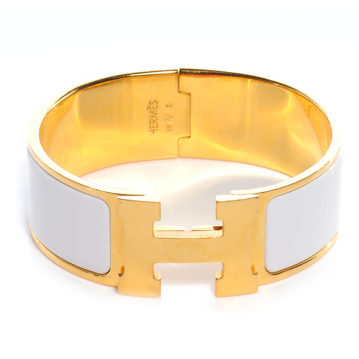 Hermes Enamel Wide Clic Clac H Bracelet PM White 1 of 5