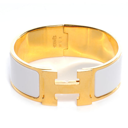 Hermes Enamel Wide Clic Clac H Bracelet PM White 1 of 5