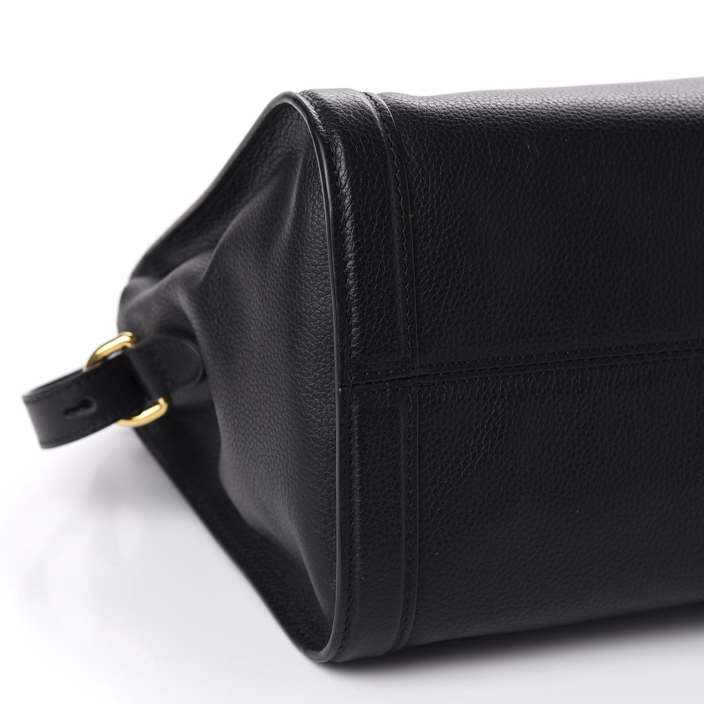 Pebbled Calfskin Small Skull Padlock Zip Around Tote Black