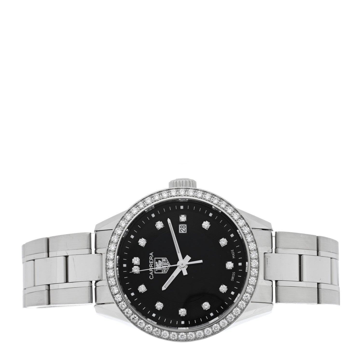Tag Heuer Stainless Steel Diamond Bezel 28mm Carrera Lady Quartz Watch Black WV1412 2 of 4
