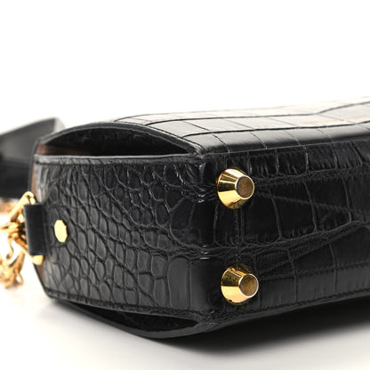 Alexander McQueen Calfskin Crocodile Embossed Box Shoulder Bag 19 Black 6 of 9