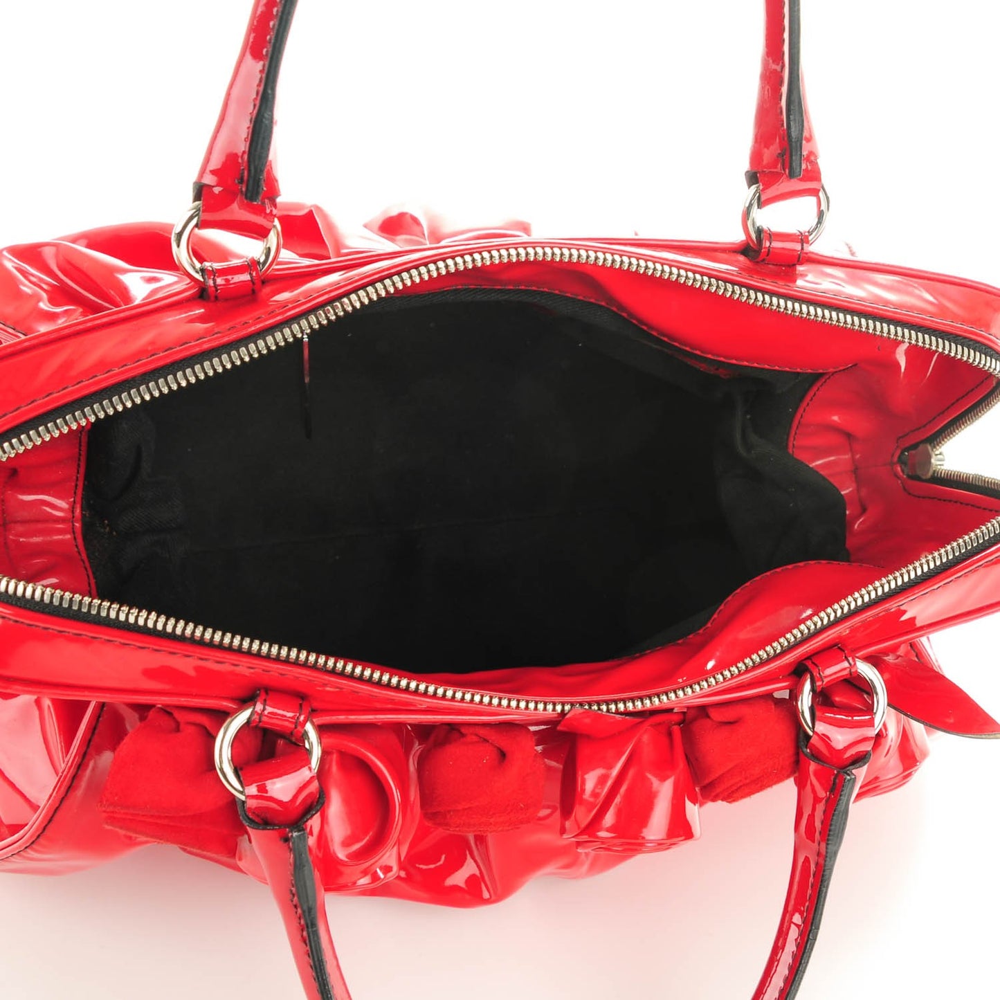 Coated Canvas Lacca Fleur Satchel Red