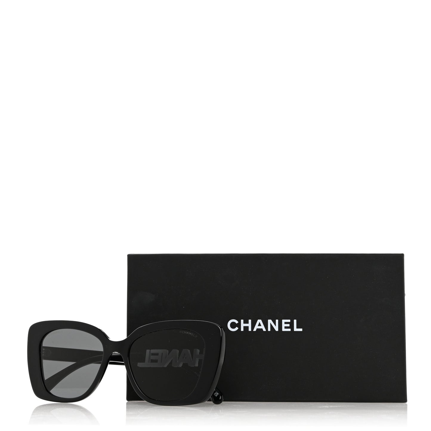 Acetate Strass Square Sunglasses 5422-B-A Black White