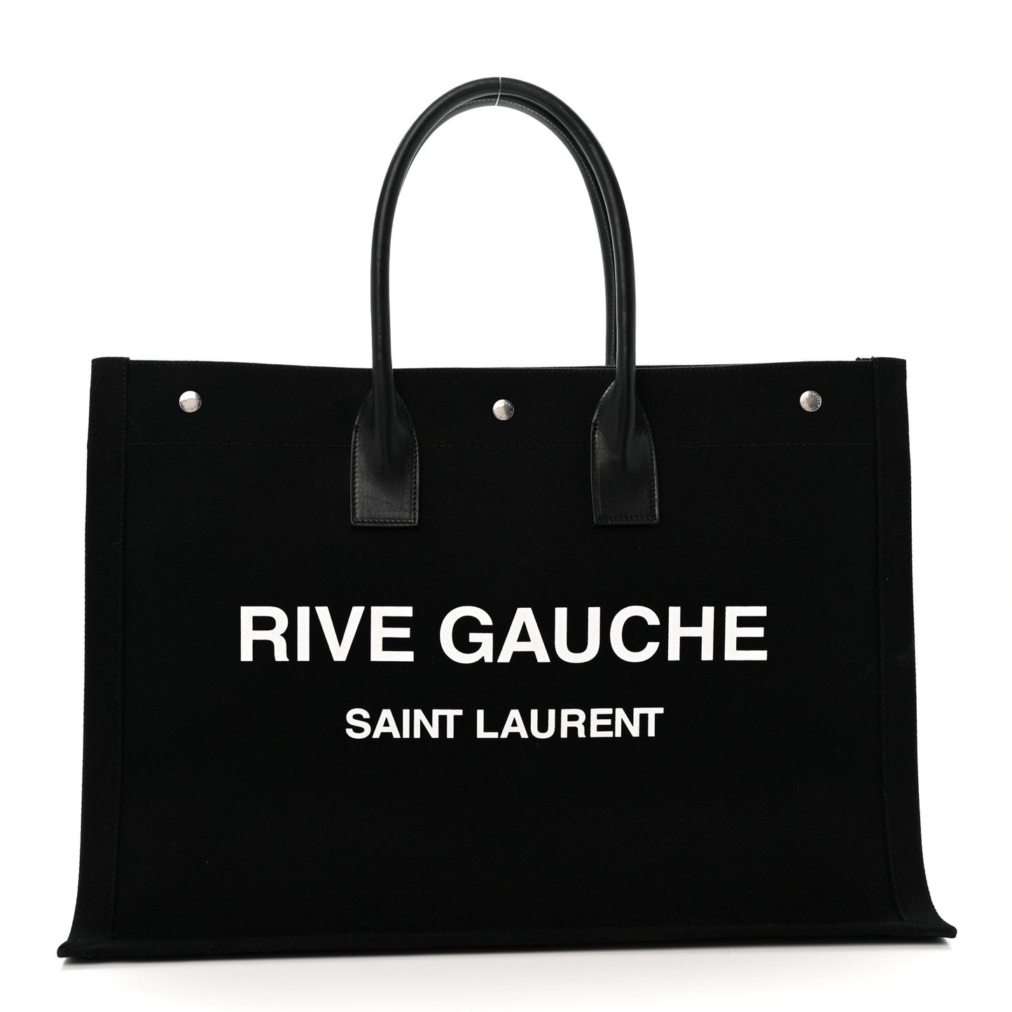 Linen Calfskin Rive Gauche Tote Black