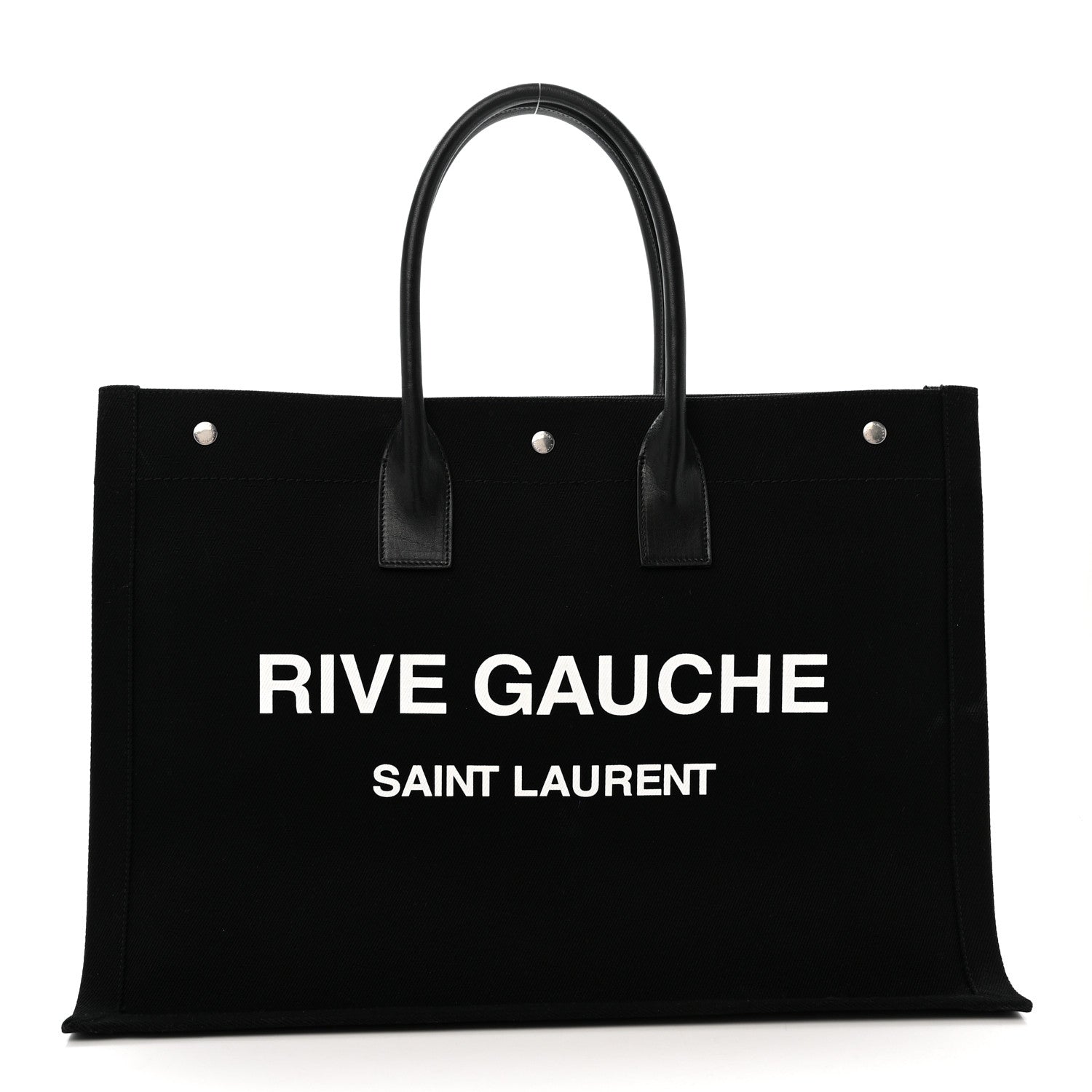 Saint Laurent Linen Calfskin Rive Gauche Tote Black 1 of 15