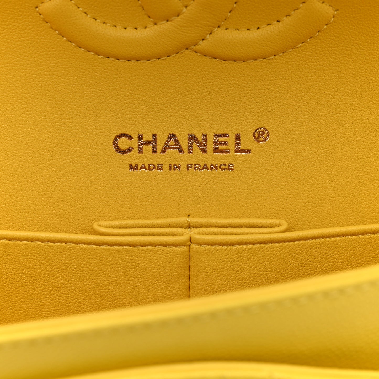 Caviar Quilted Medium Double Flap Yellow