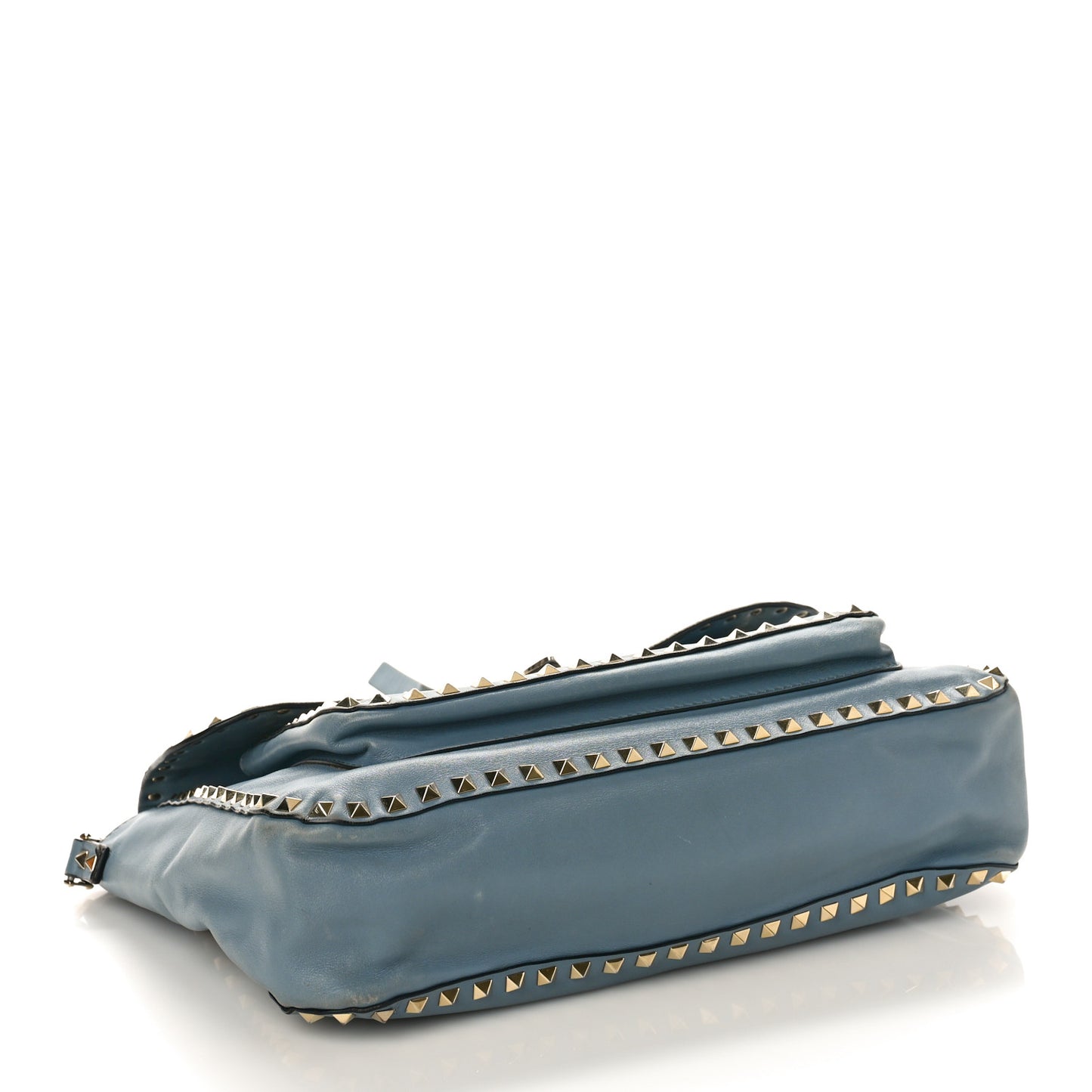 Vitello Rockstud Flap Shoulder Bag Light Stone