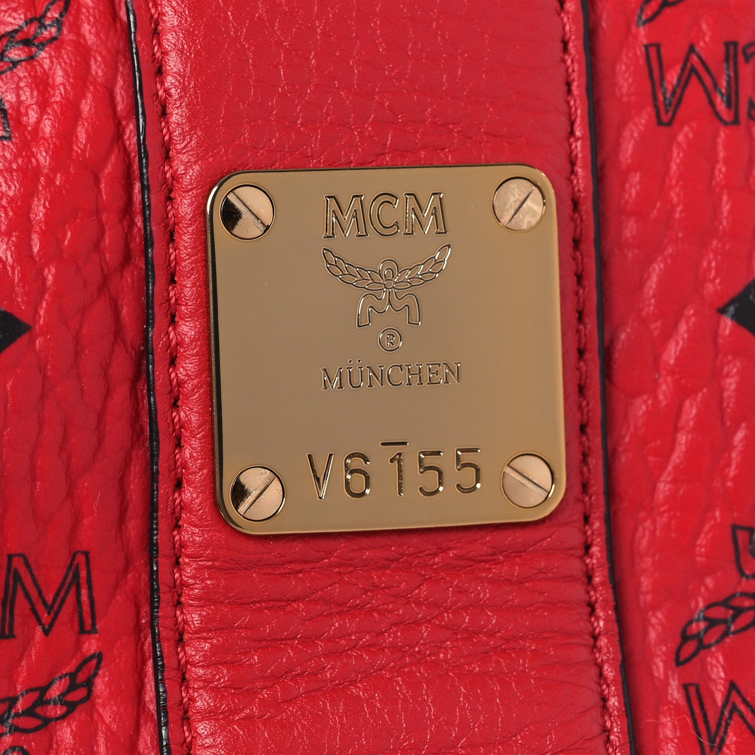 MCM Visetos Medium Liz Reversible Shopper Tote Ruby Red