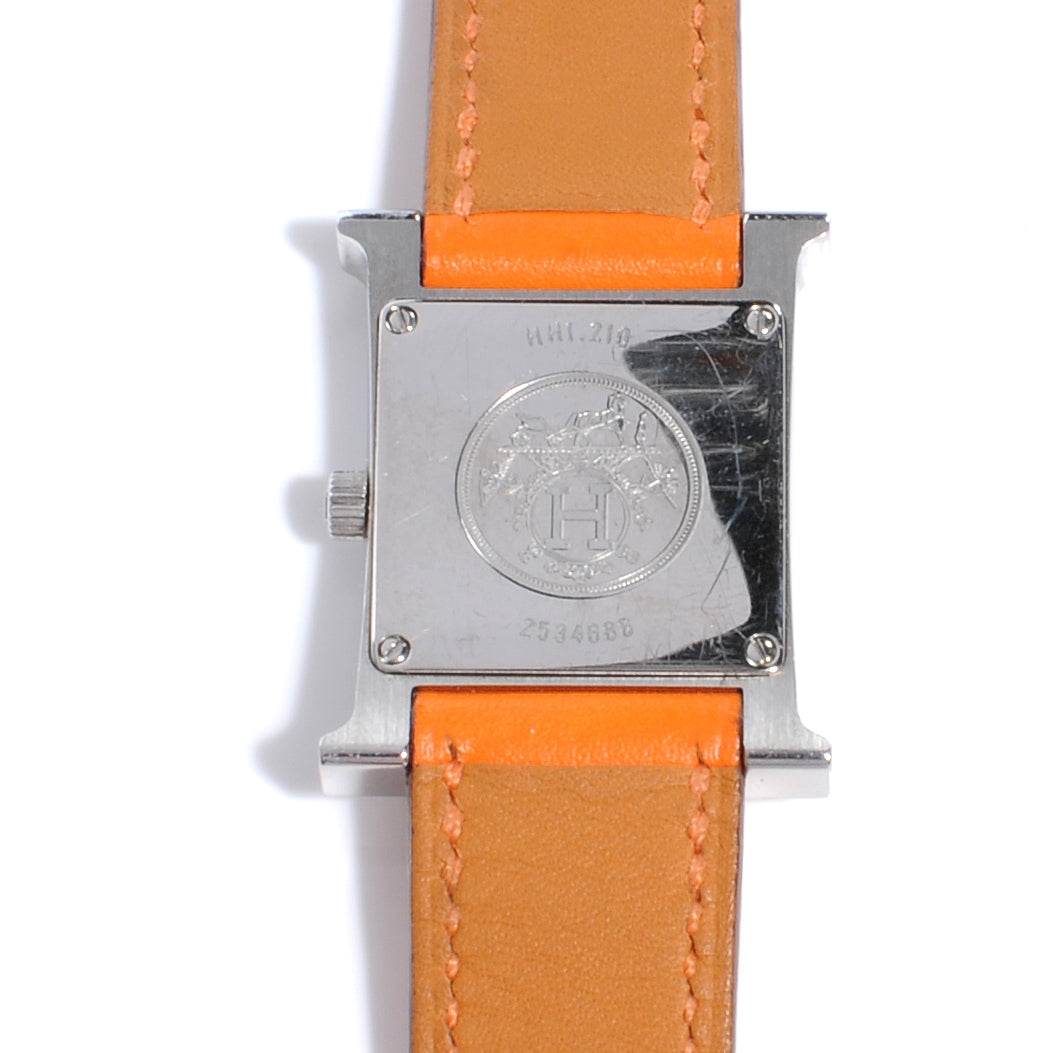 Hermes Stainless Steel Swift 21mm Heure H Hour Quartz Watch Orange 6 of 7