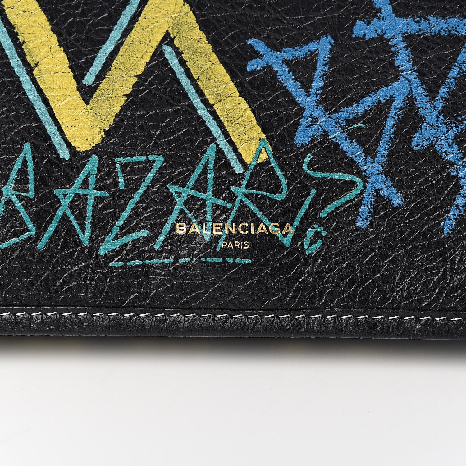 Balenciaga Agneau Arena Graffiti All Over Bazar Chain Shoulder Bag Black Multicolor 9 of 9