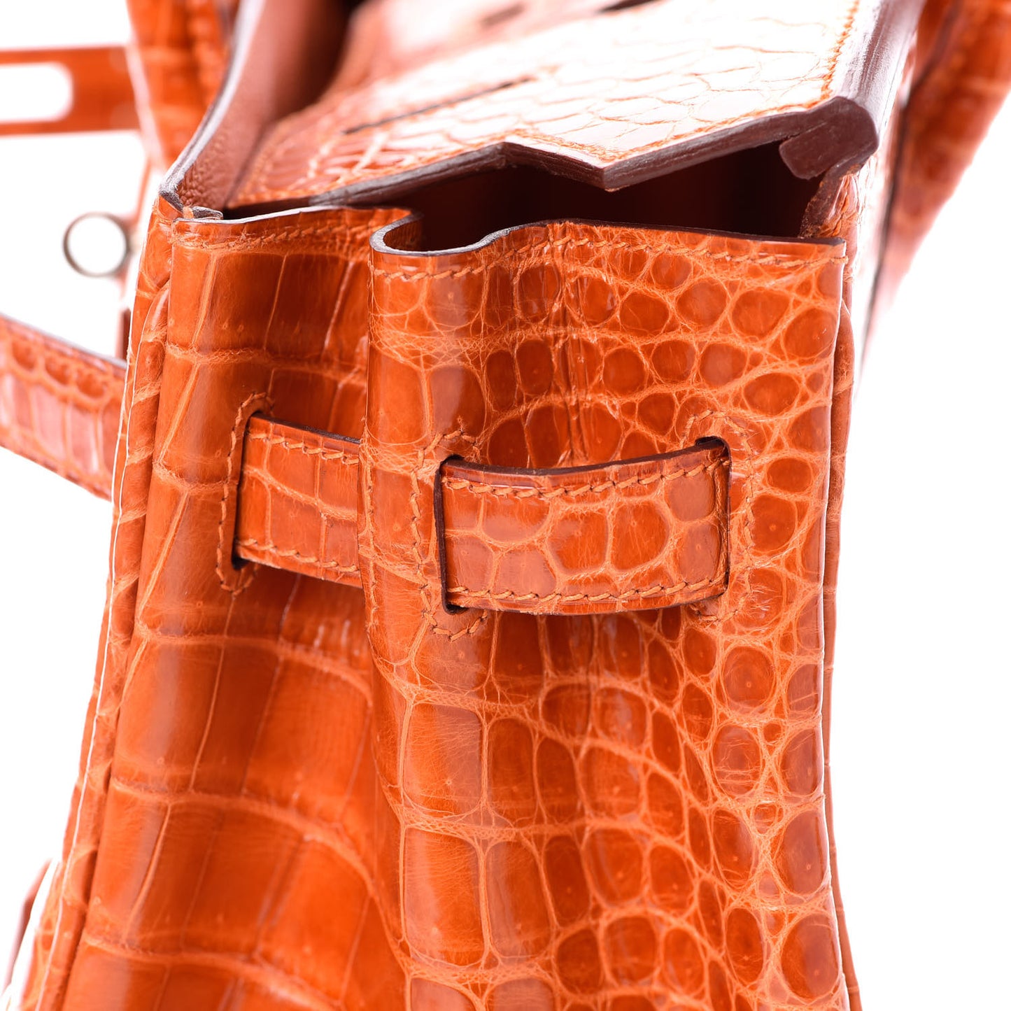 Shiny Porosus Crocodile Birkin 30 Orange