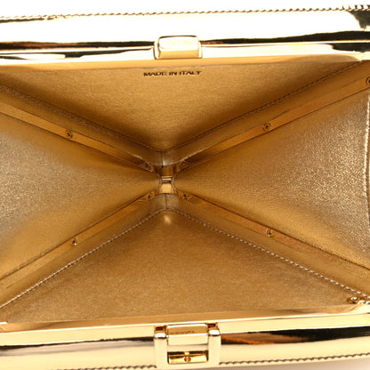 Prada Metallic Patent Triangle Crossbody Clutch Platino 5 of 8