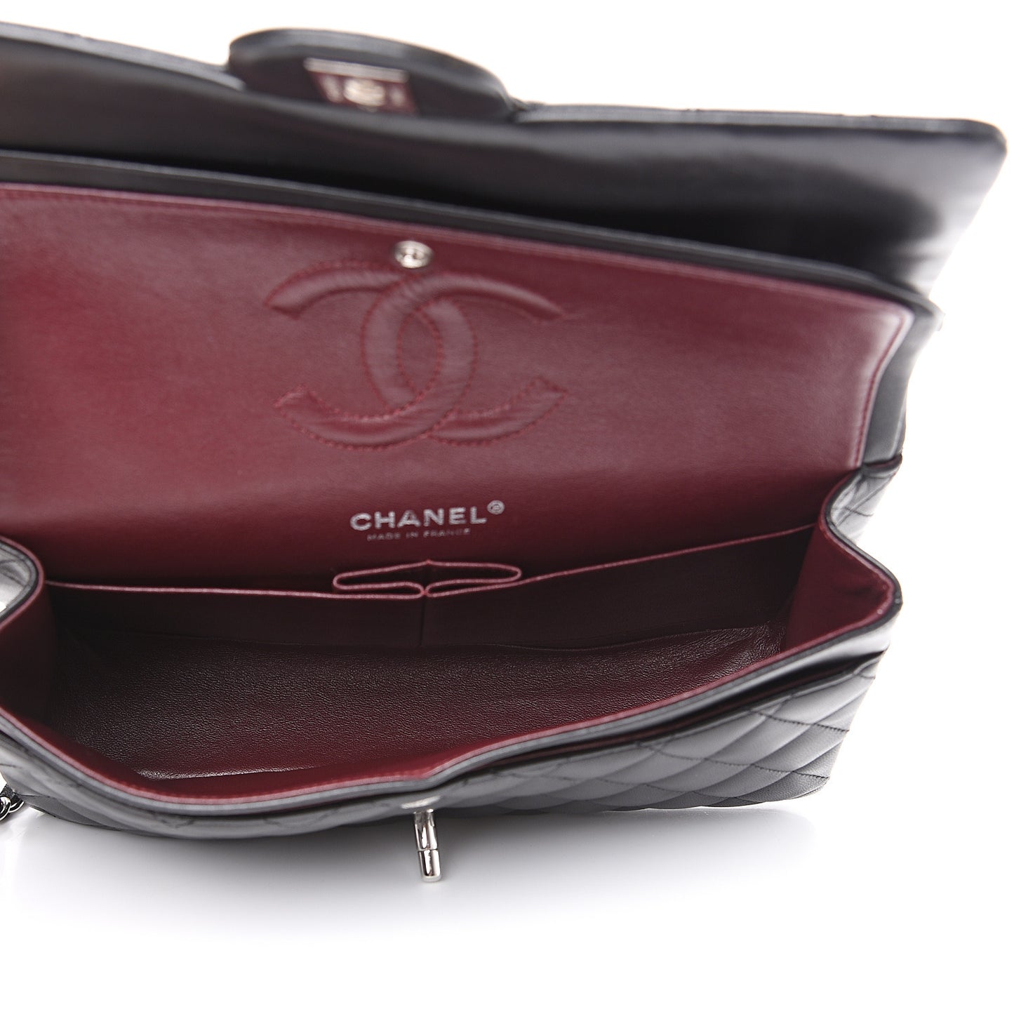 Lambskin Quilted Medium Double Flap Black