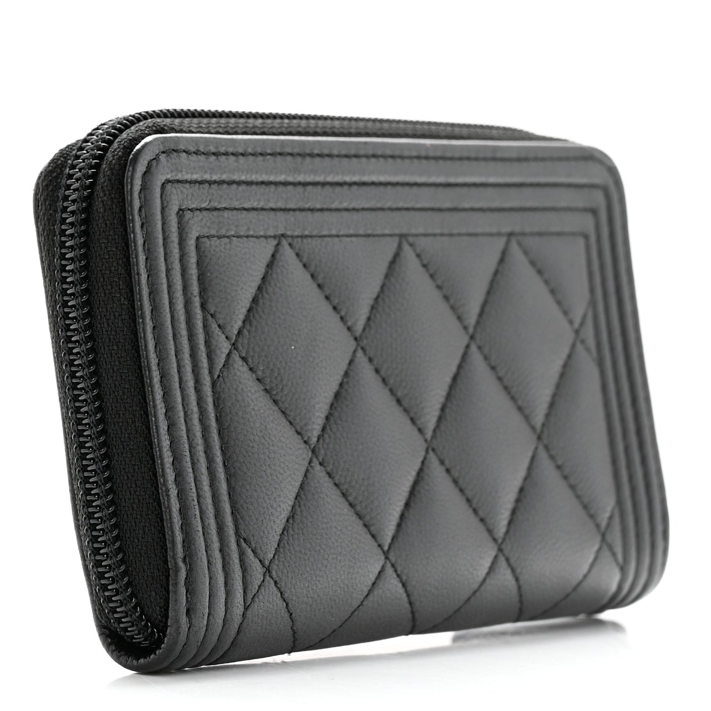 Caviar Quilted Small Boy Zip Around Wallet So Black