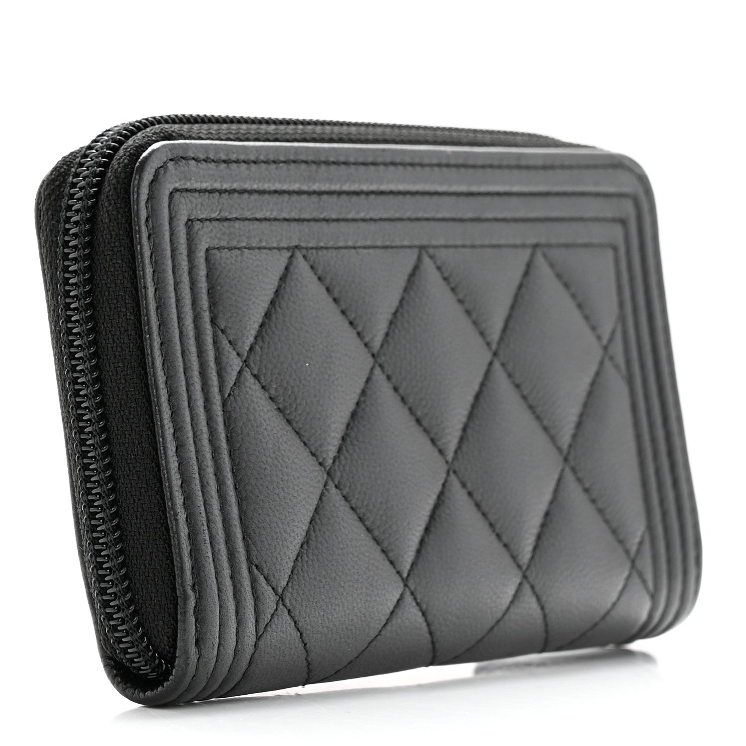 Chanel Caviar Quilted Small Boy Zip Around Wallet So Black 3 of 14