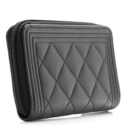 Chanel Caviar Quilted Small Boy Zip Around Wallet So Black 3 of 14