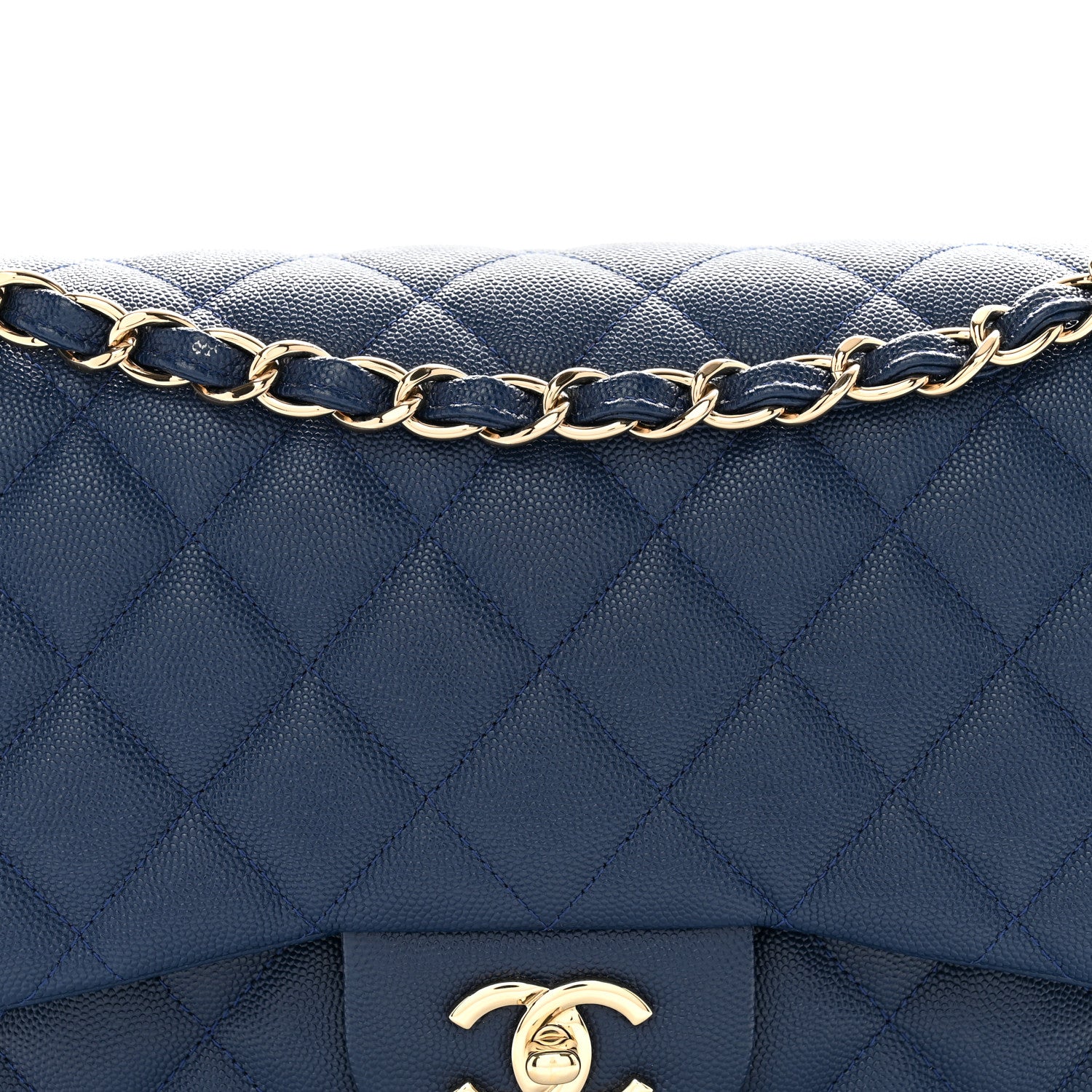 Chanel Caviar Quilted Jumbo Double Flap Navy Blue 8 of 12