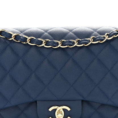 Chanel Caviar Quilted Jumbo Double Flap Navy Blue 8 of 12