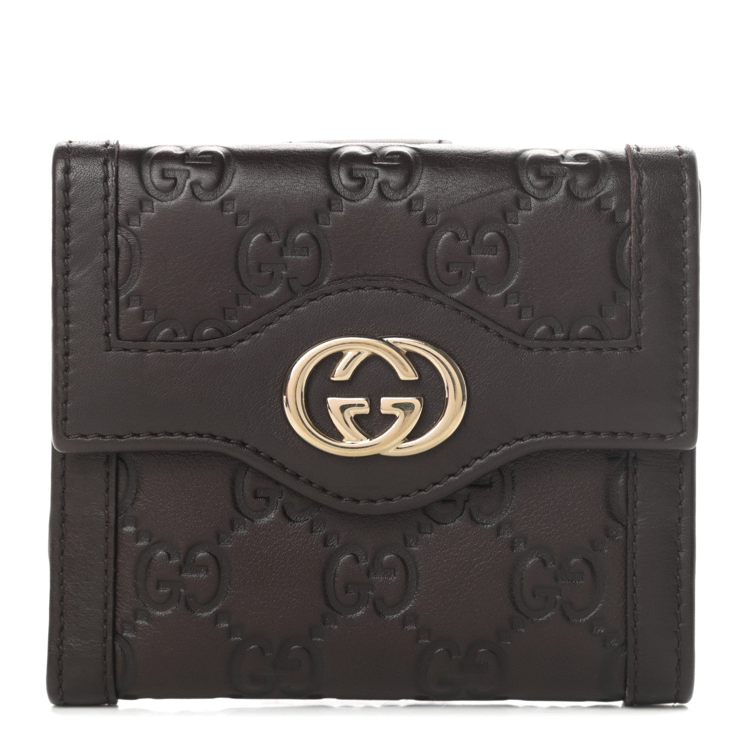 Gucci Guccissima Sukey French Flap Wallet Chocolate 1 of 10