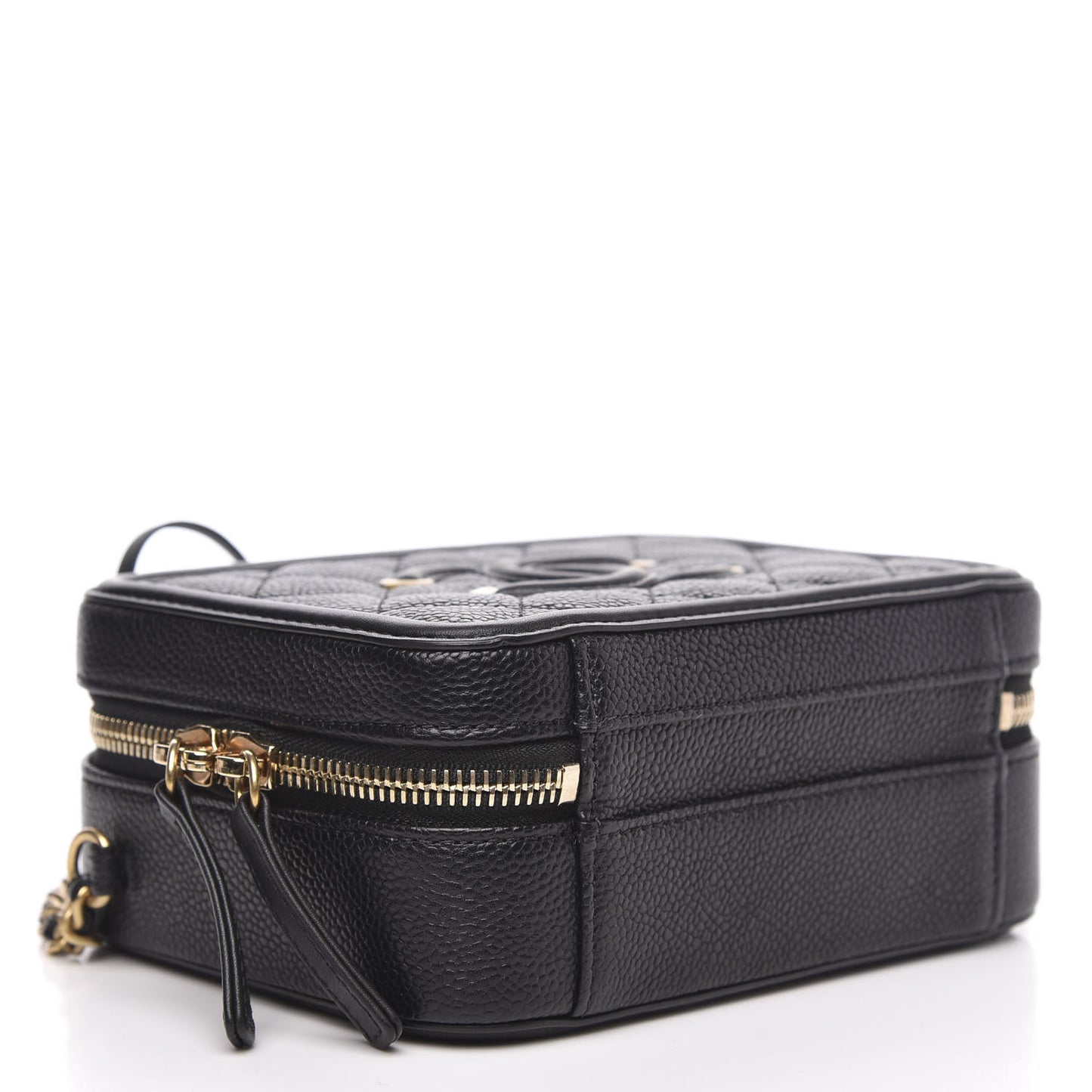 Caviar Quilted Small CC Filigree Vanity Case Black