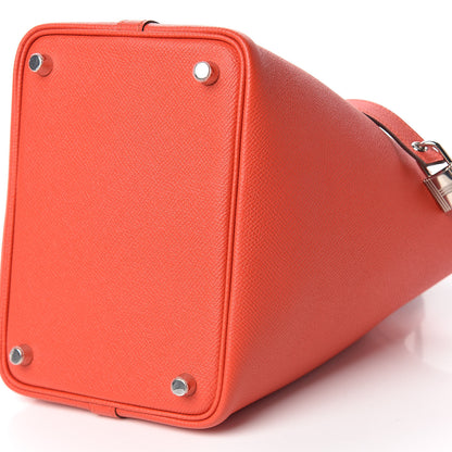 Hermes Epsom Tressage De Cuir Picotin Lock 18 PM Capucine Celeste Rouge H 6 of 10