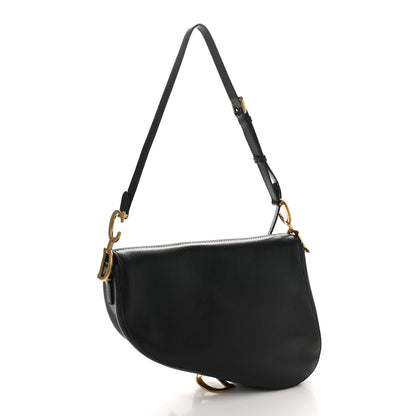 Christian Dior Shiny Goatskin Large Soft Saddle Bag Black 3 of 10