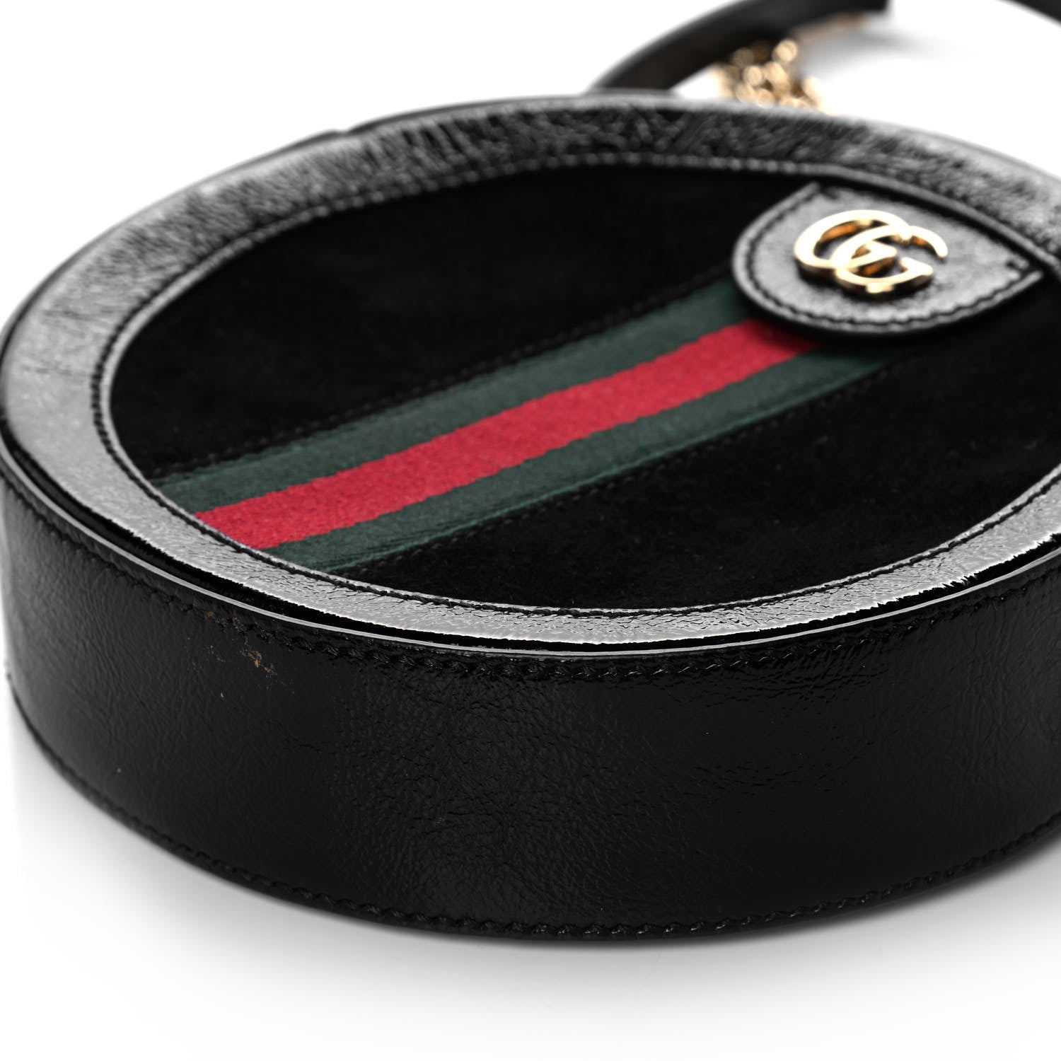 Gucci Suede Patent Web Mini Ophidia Round Shoulder Bag Black 11 of 11