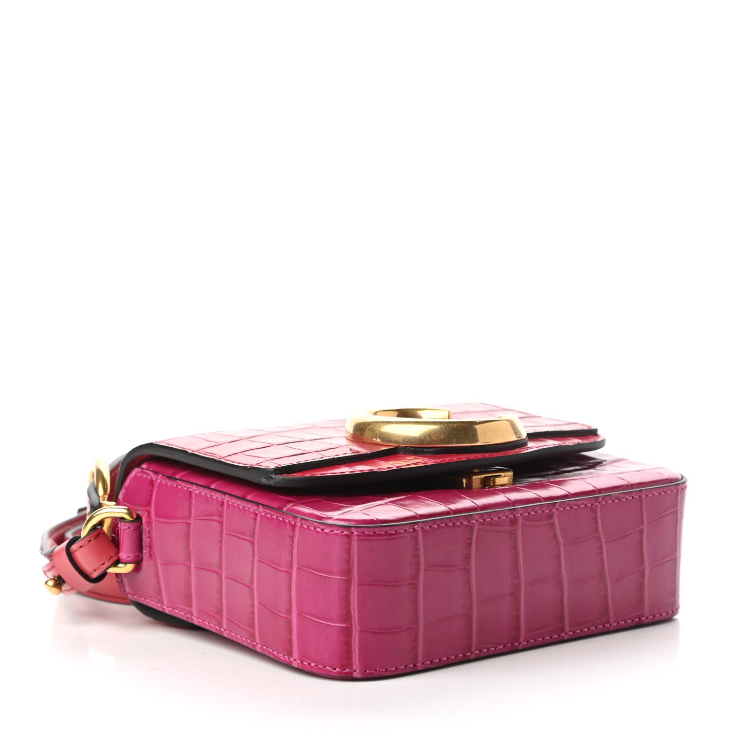 Chloe Calfskin Crocodile Embossed Mini C Double Carry Graphic Pink 4 of 10