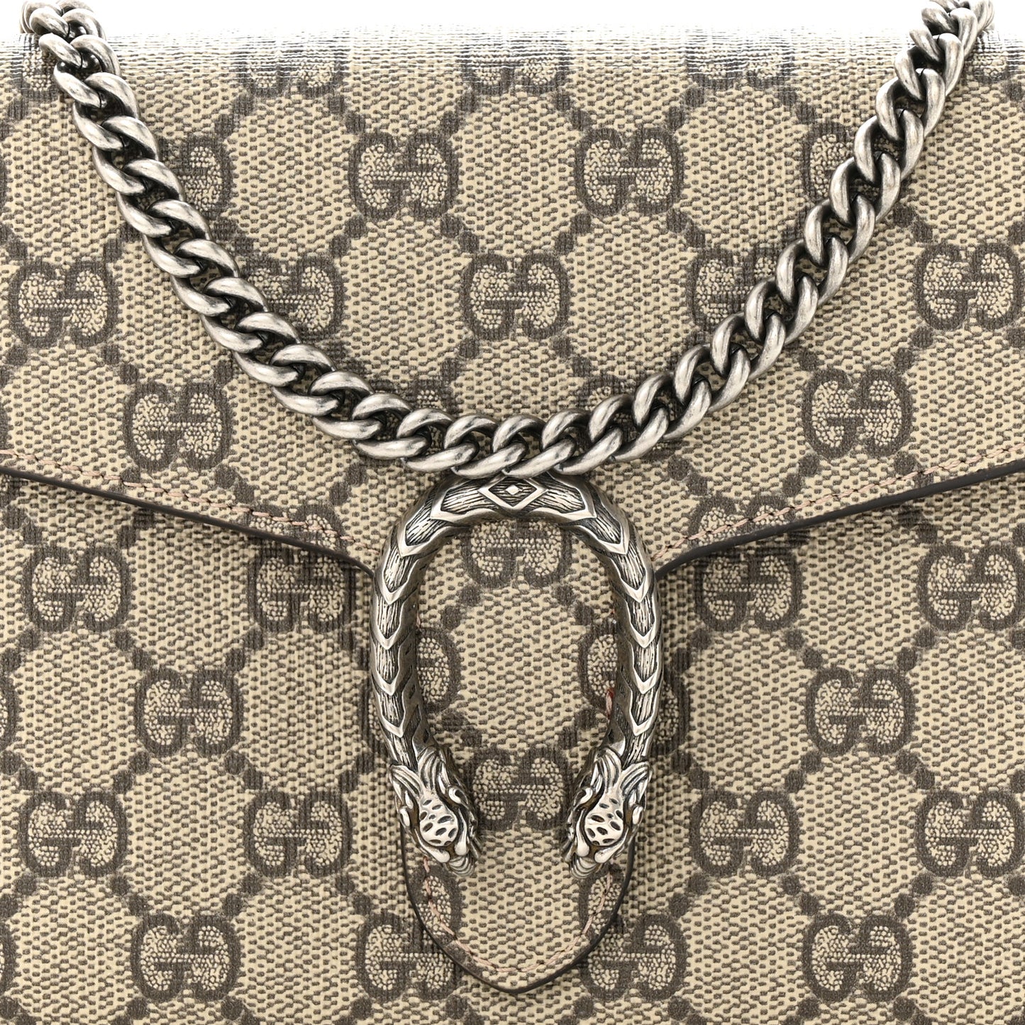 GG Supreme Monogram Mini Dionysus Chain Wallet Beige Vulcanic Red