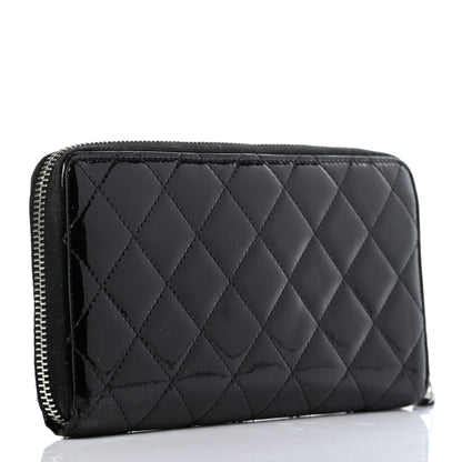 Chanel Patent Quilted Zip Around Wallet Black 3 of 8