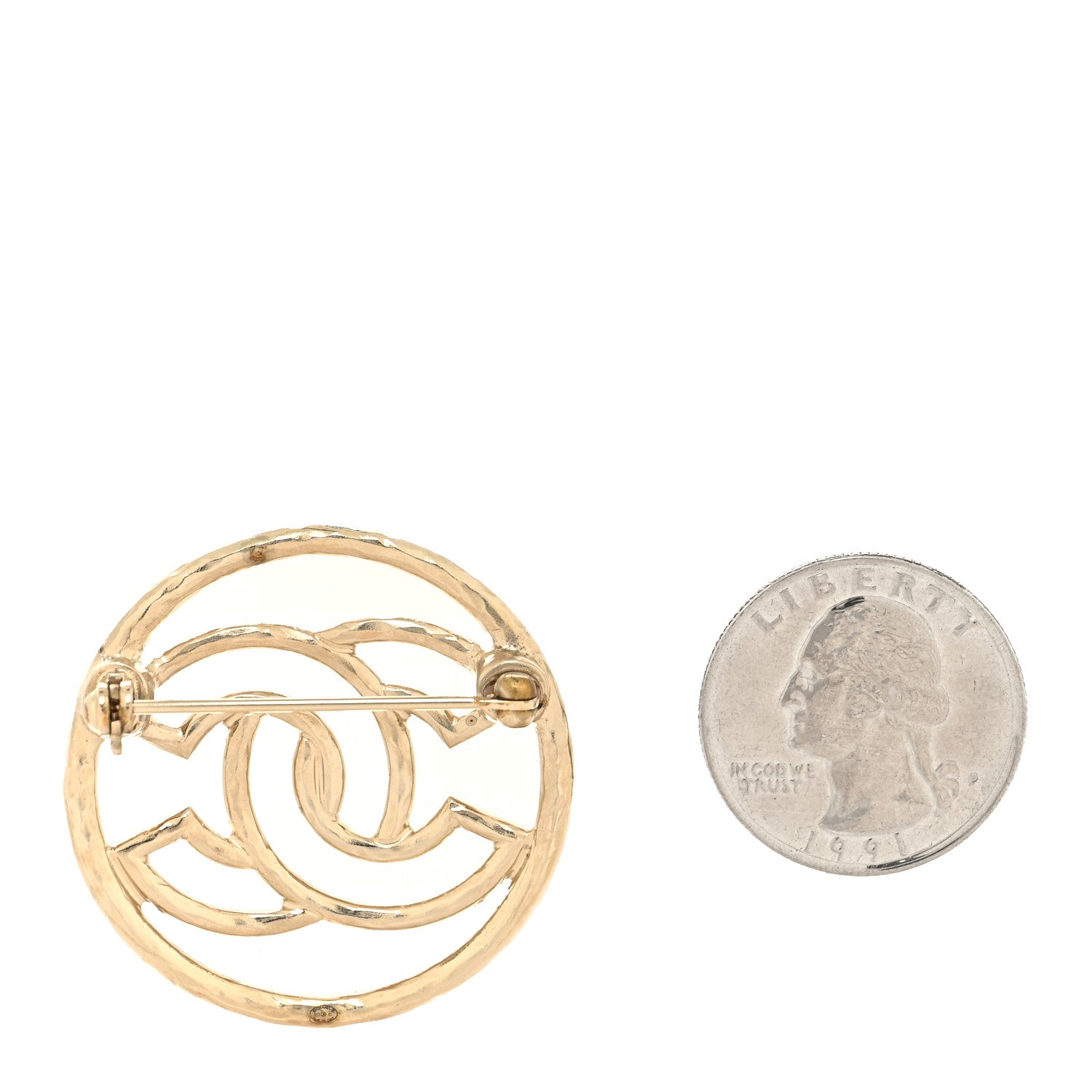 Chanel Metal CC Brooch Light Gold 2 of 3
