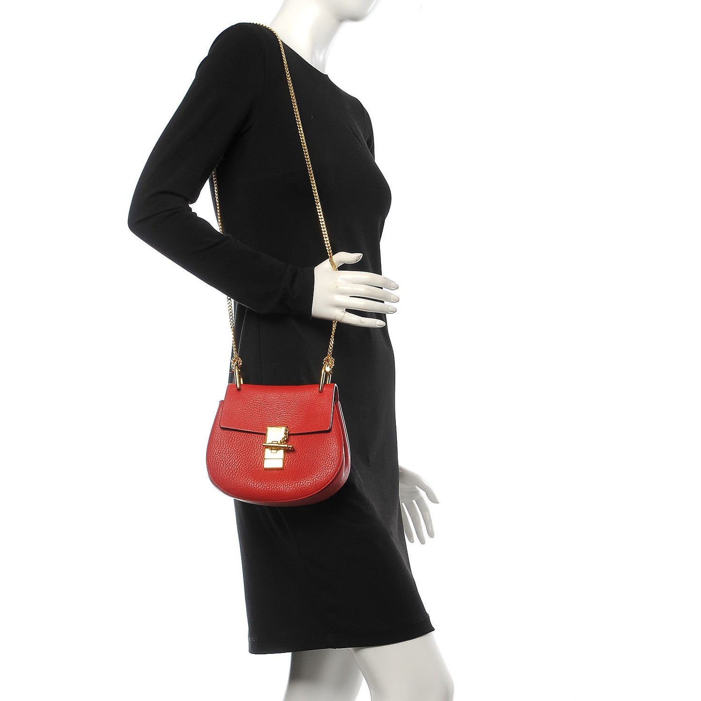 Grained Lambskin Mini Drew Shoulder Bag Plaid Red