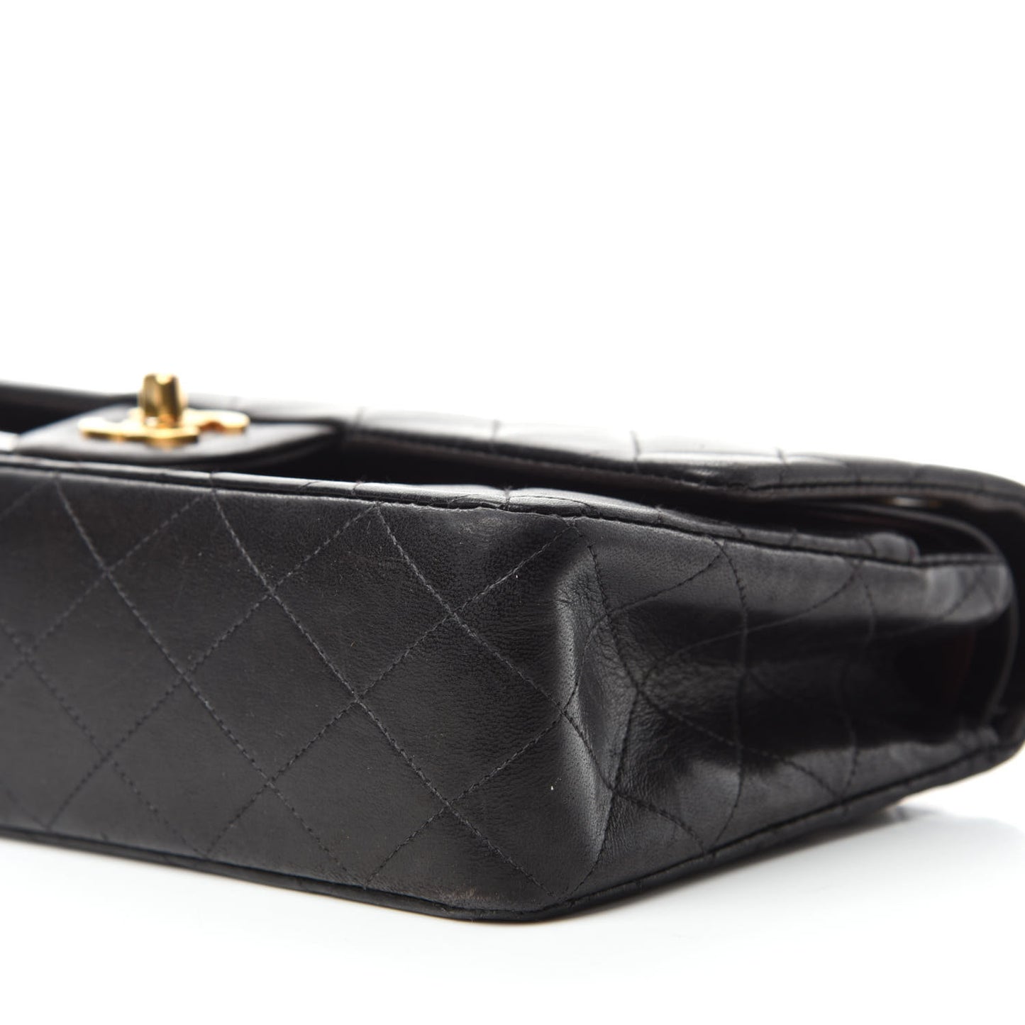 Lambskin Quilted Medium Double Flap Black