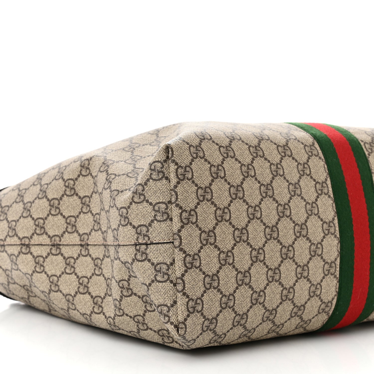 Gucci GG Supreme Monogram Textured Calfskin Web Medium Ophidia Shopping Tote Beige Ebony New Acero 9 of 10