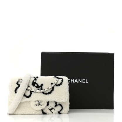Chanel Wool Shearling Medium Single Flap Ecru Black 10 of 10
