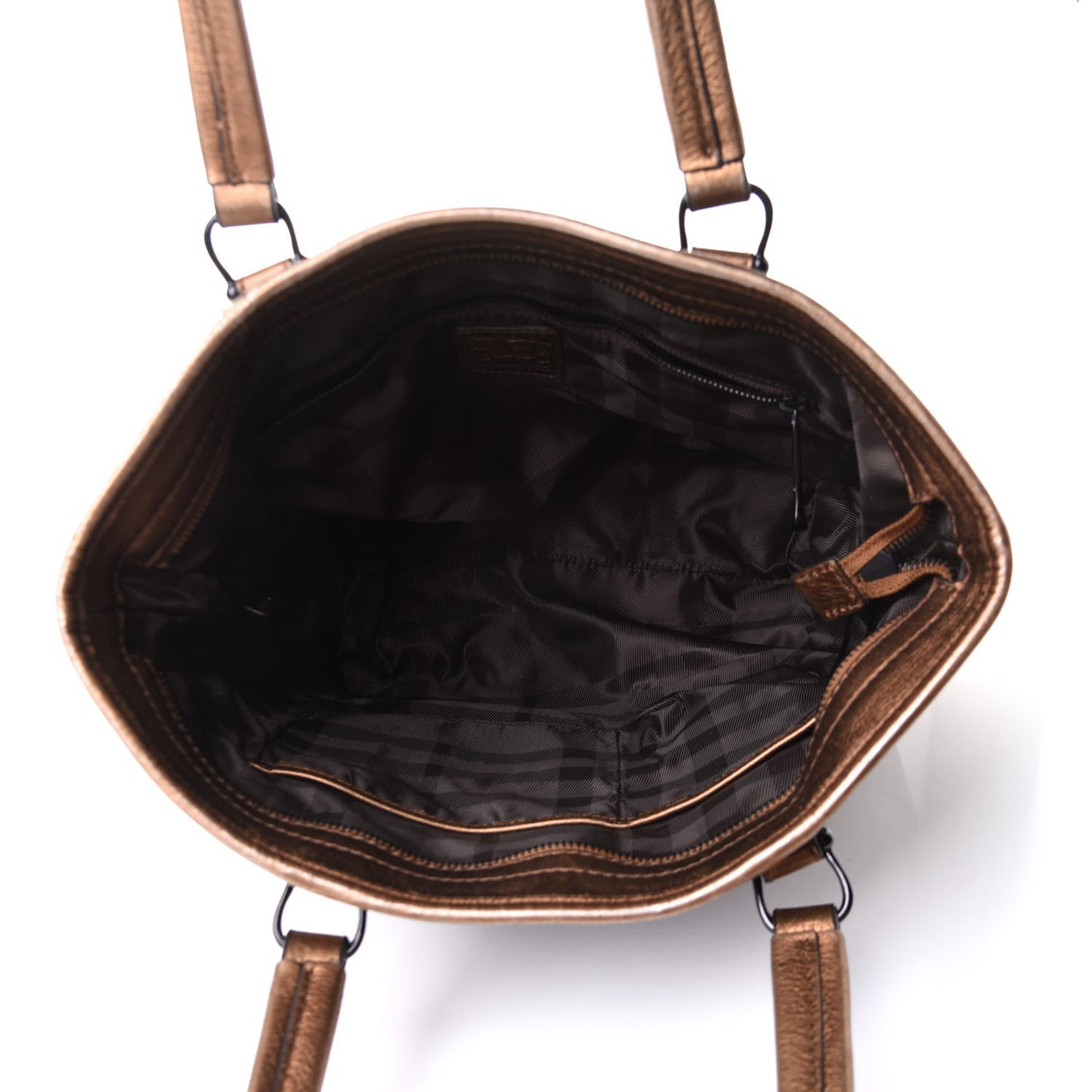 Metallic Calfskin House Check Tote Bronze