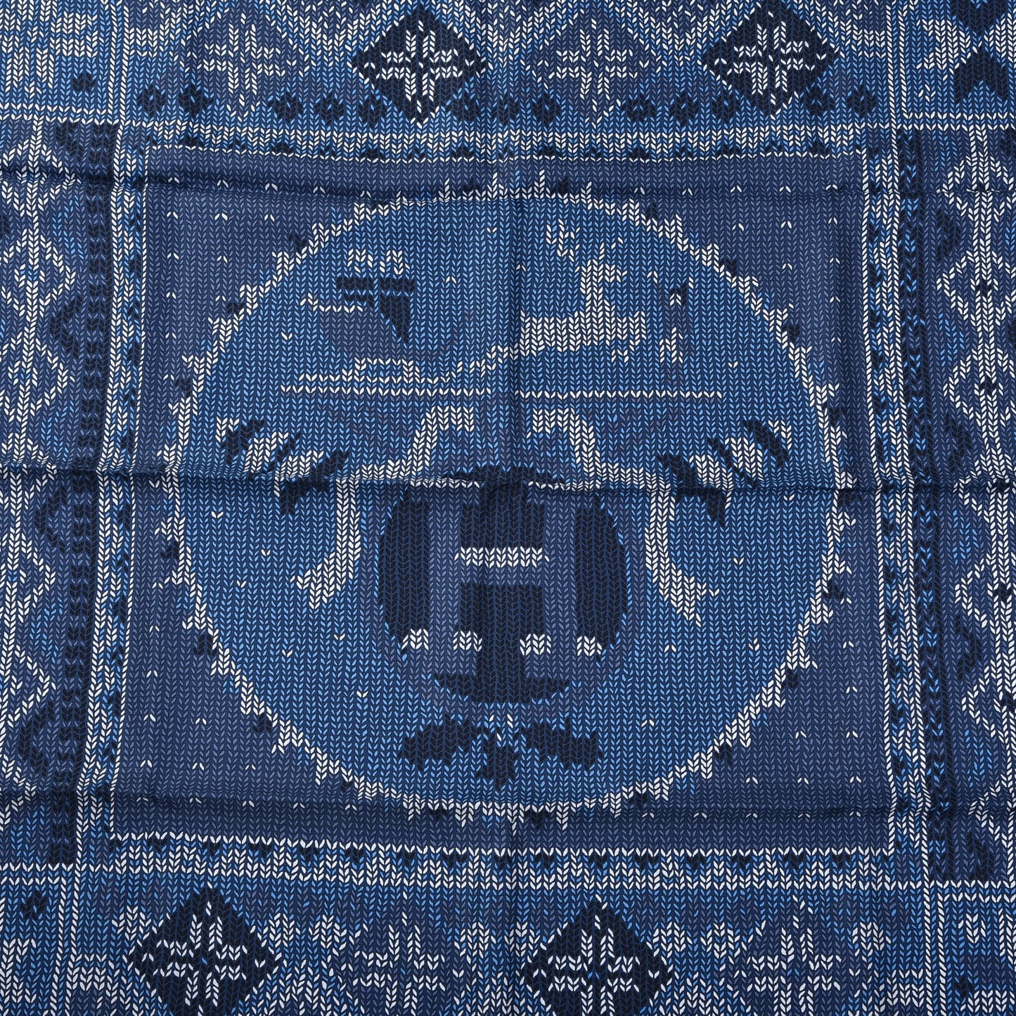 Silk Coin Du Feu Scarf 90 Blue Jean Marine Blanc