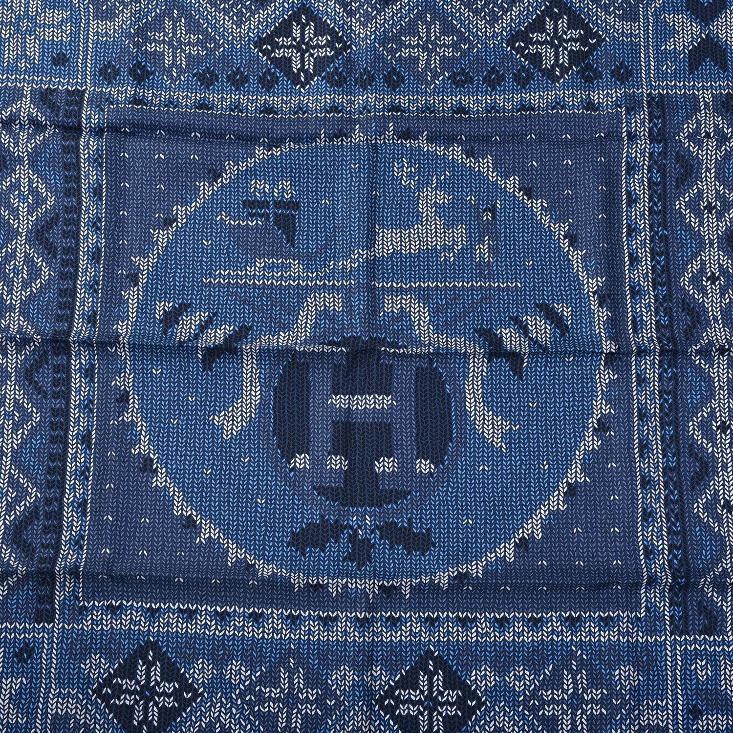 Hermes Silk Coin Du Feu Scarf 90 Blue Jean Marine Blanc 7 of 7