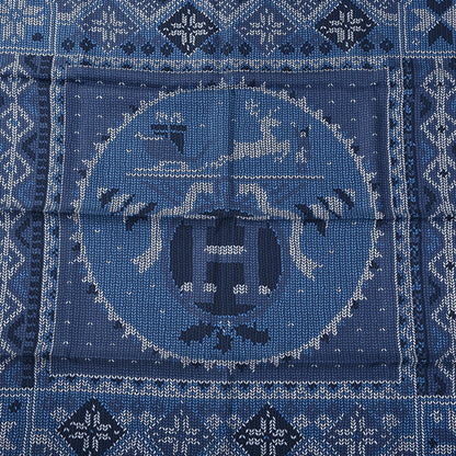 Hermes Silk Coin Du Feu Scarf 90 Blue Jean Marine Blanc 7 of 7