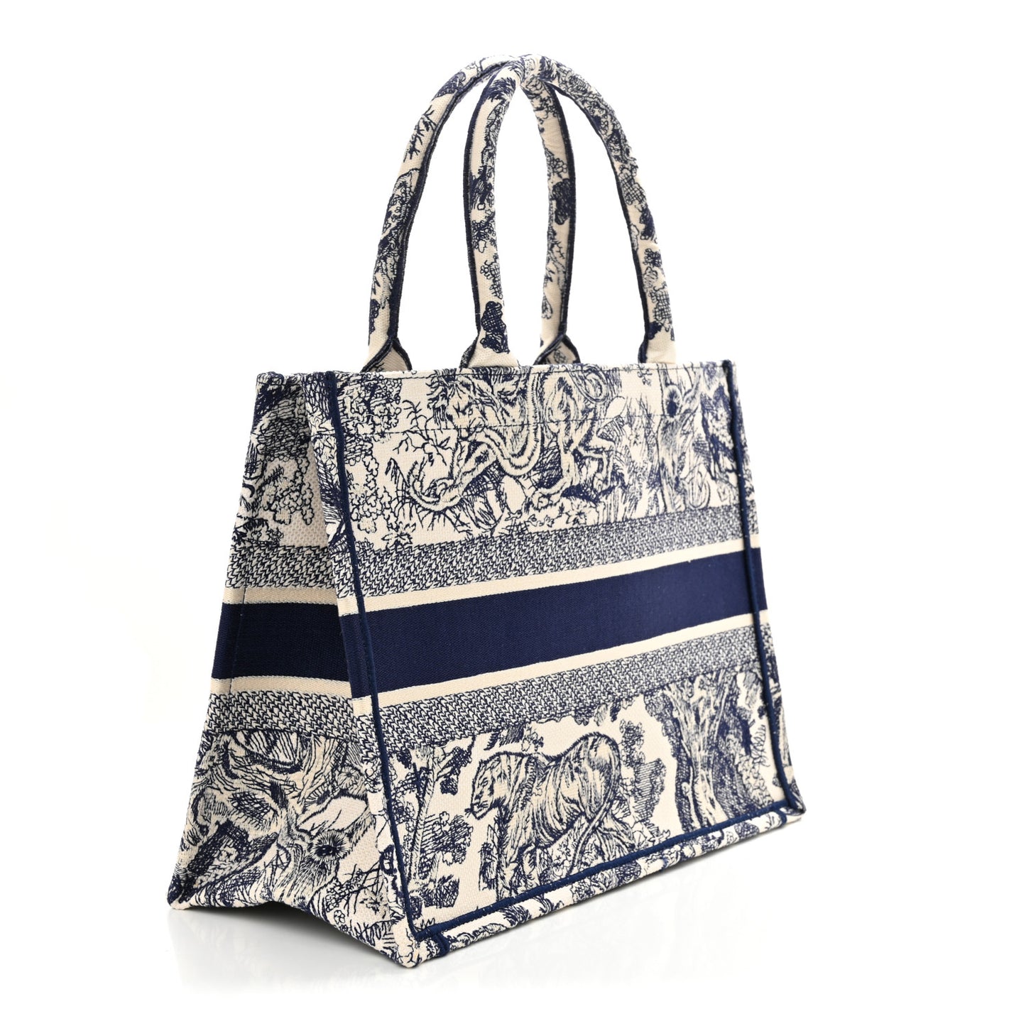 Canvas Embroidered Medium Dioriviera Toile De Jouy Book Tote Blue
